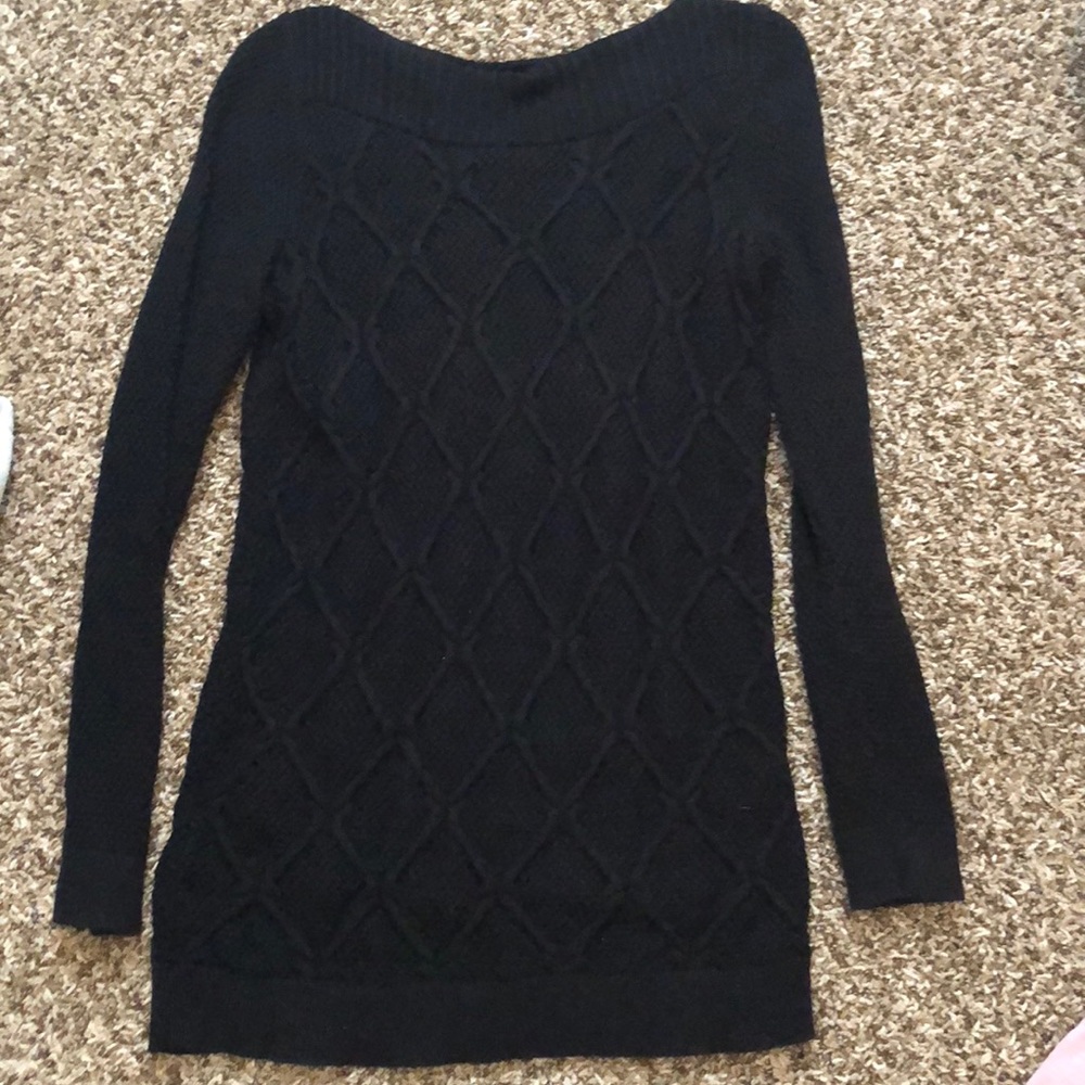 Black, 100% cotton sweater with pattern (shown)